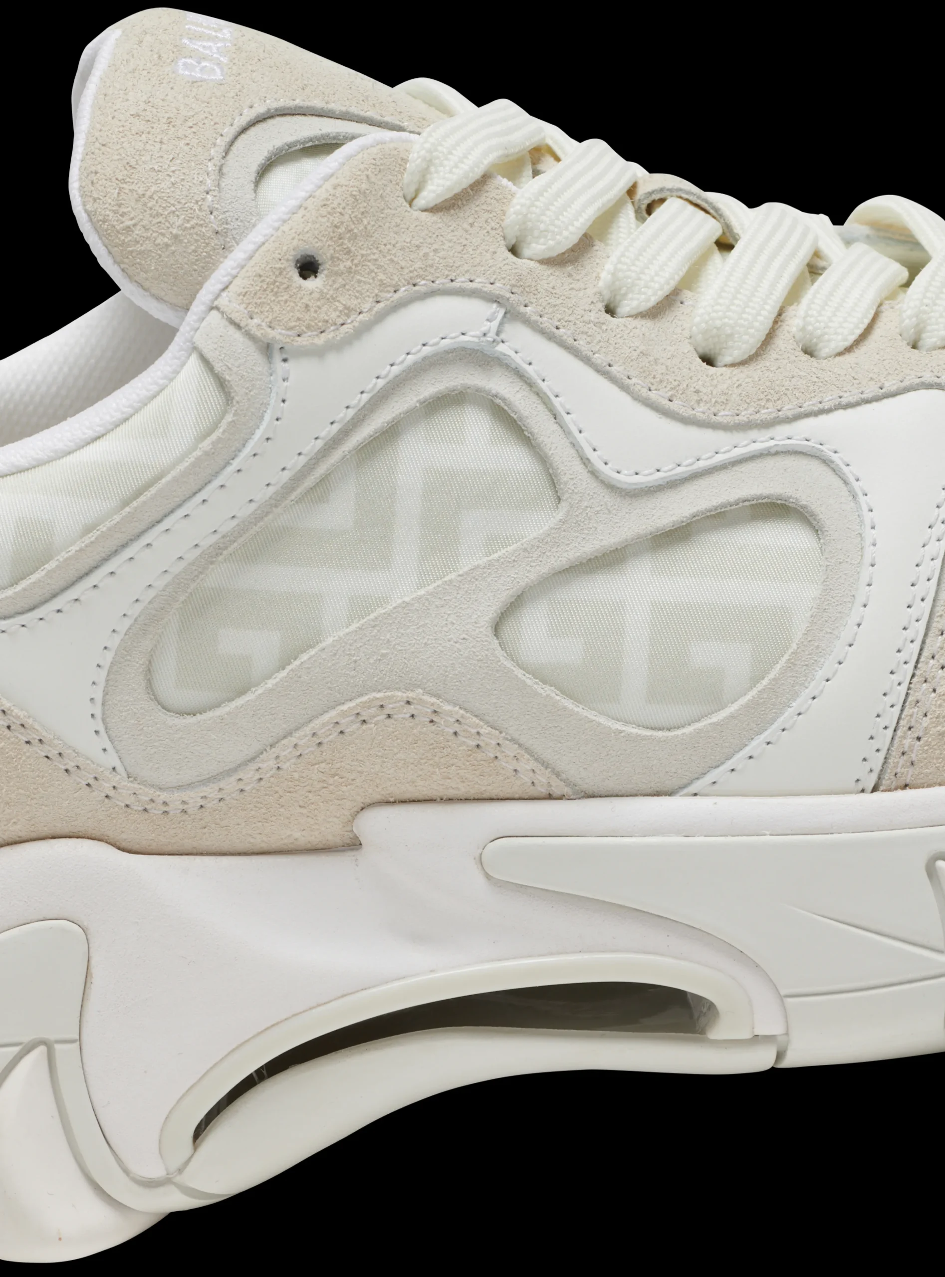 Women Balmain B-East Monogrammed Nylon And Leather Trainers