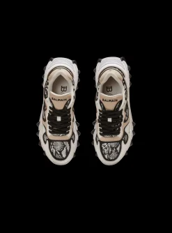 Women Balmain B-East Snakeskin-effect Leather, Suede And Mesh Trainers