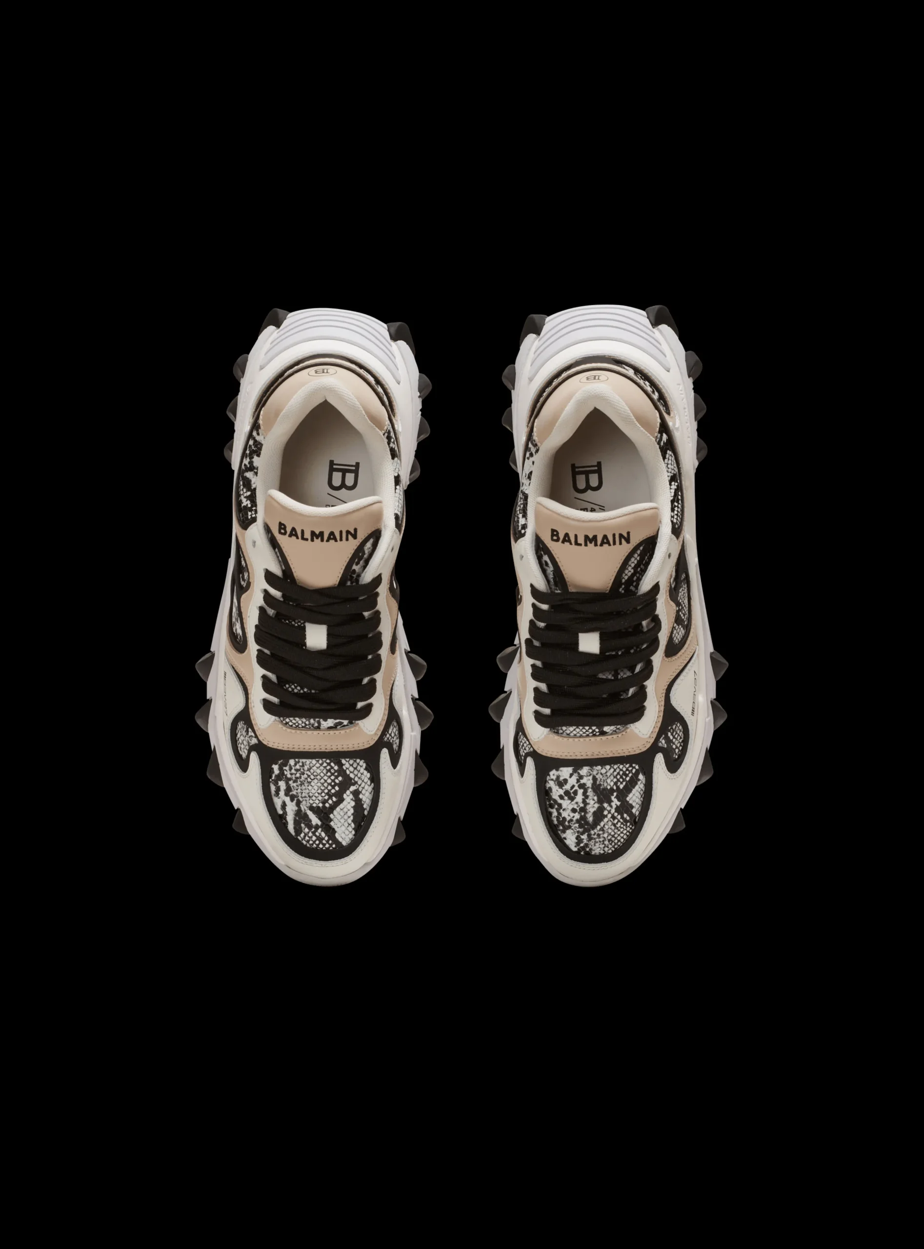 Women Balmain B-East Snakeskin-effect Leather, Suede And Mesh Trainers