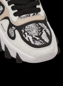 Women Balmain B-East Snakeskin-effect Leather, Suede And Mesh Trainers