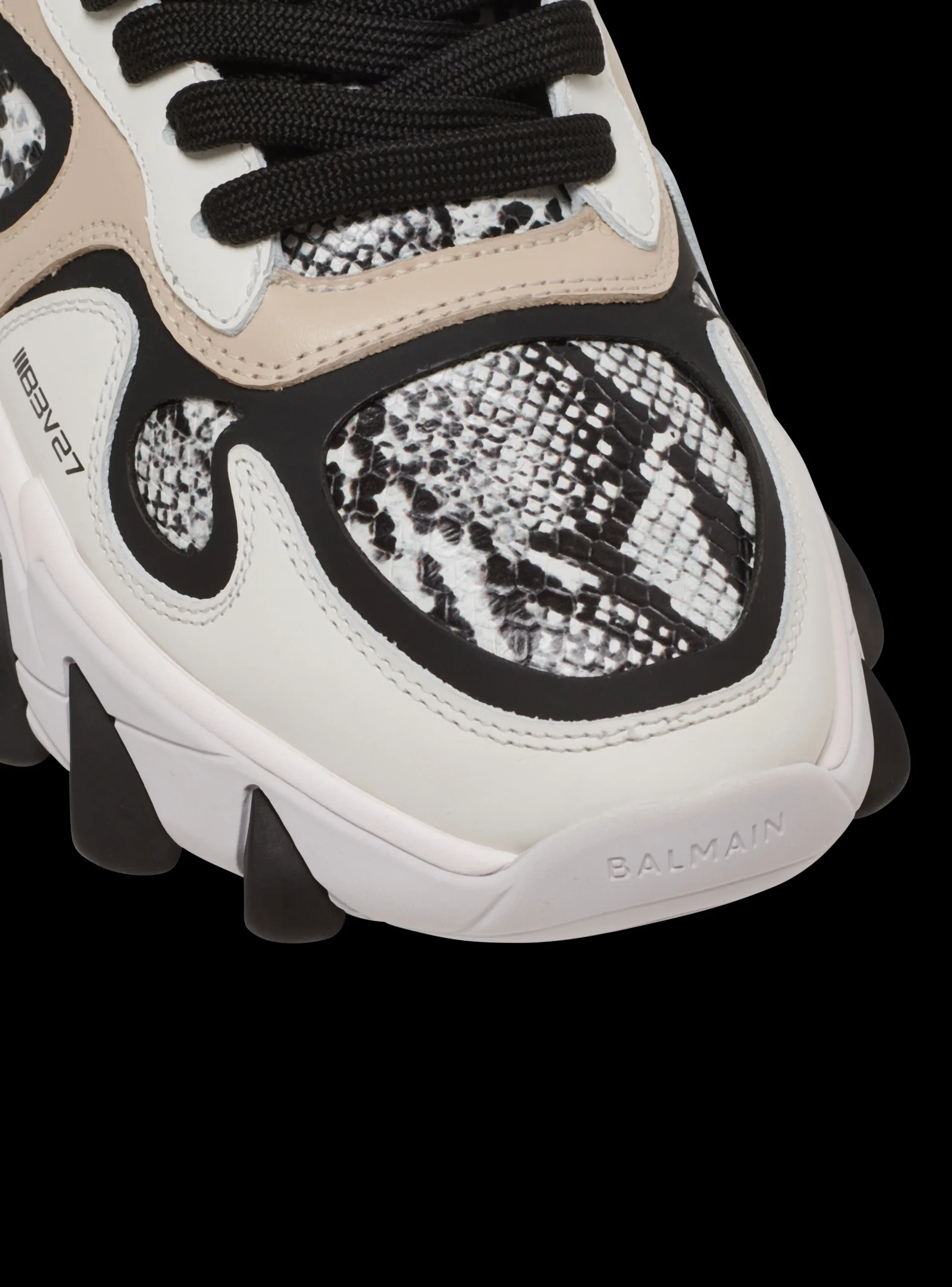 Women Balmain B-East Snakeskin-effect Leather, Suede And Mesh Trainers