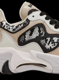 Women Balmain B-East Snakeskin-effect Leather, Suede And Mesh Trainers