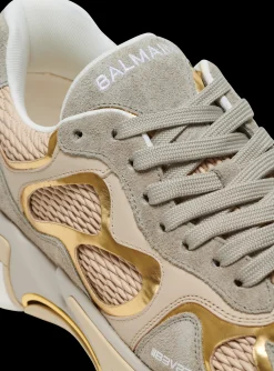 Women Balmain B-East Trainers In Leather, Suede And Mesh