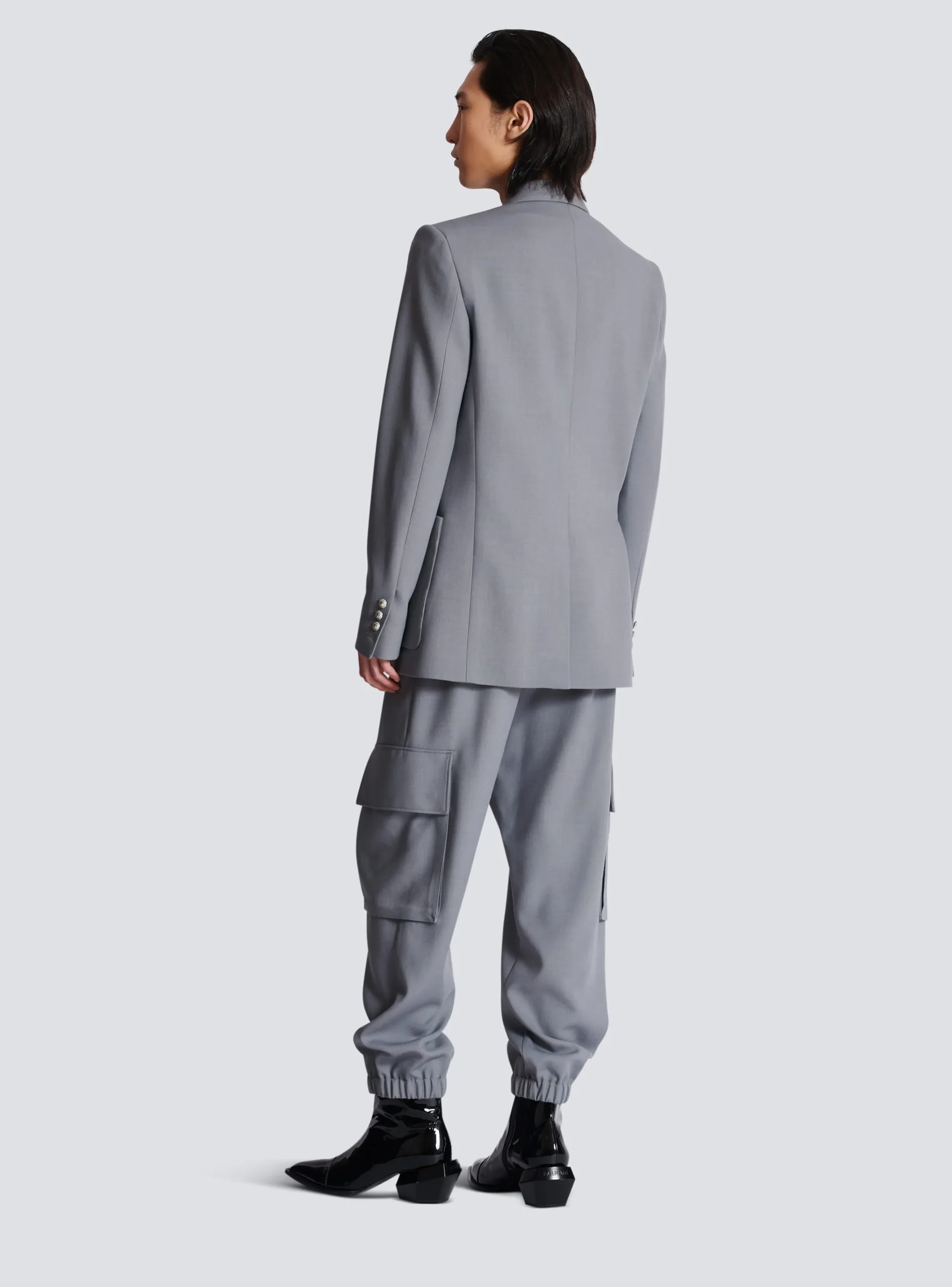Balmain Belted Asymmetrical Jacket In Double Crepe