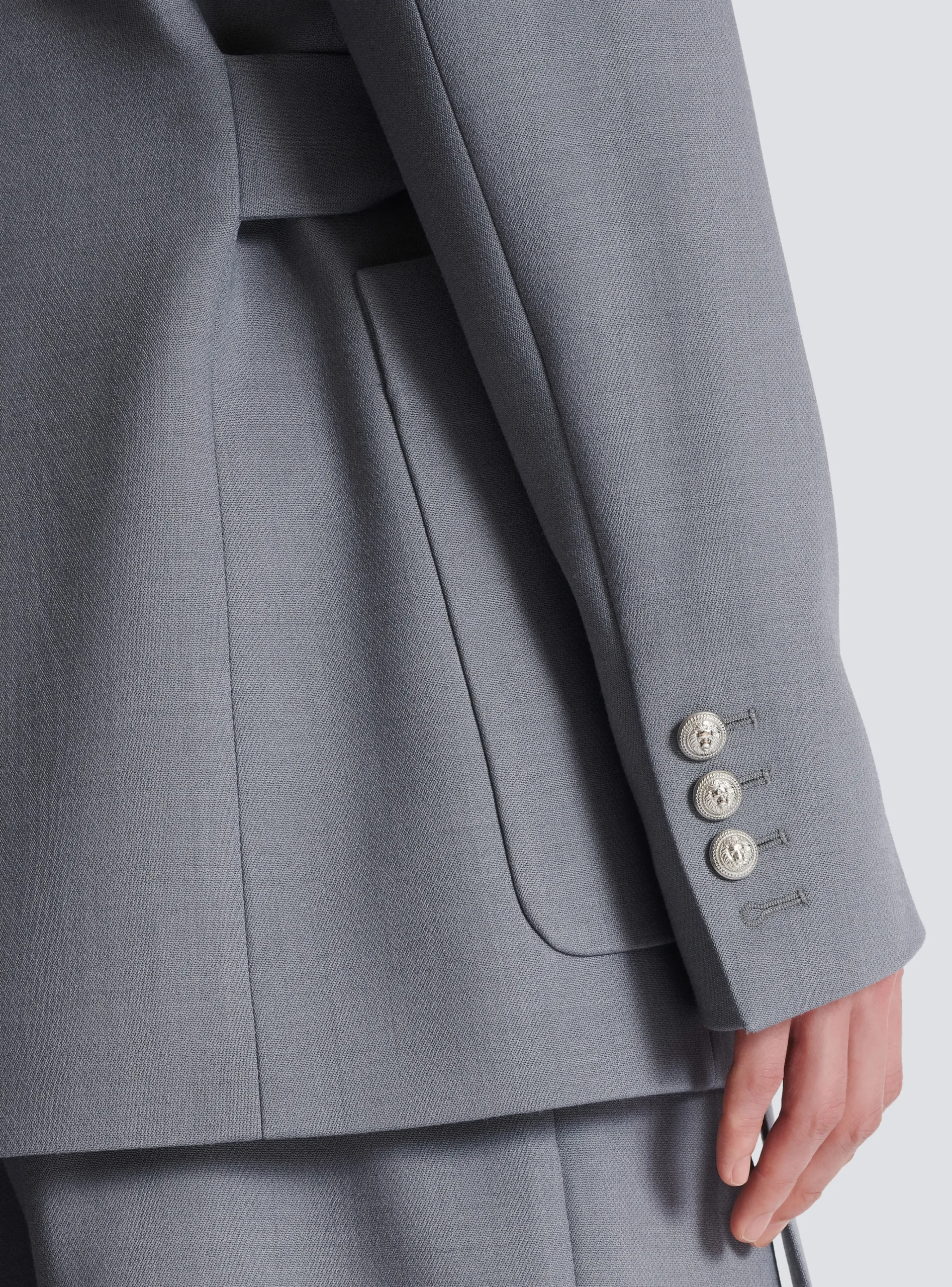Balmain Belted Asymmetrical Jacket In Double Crepe