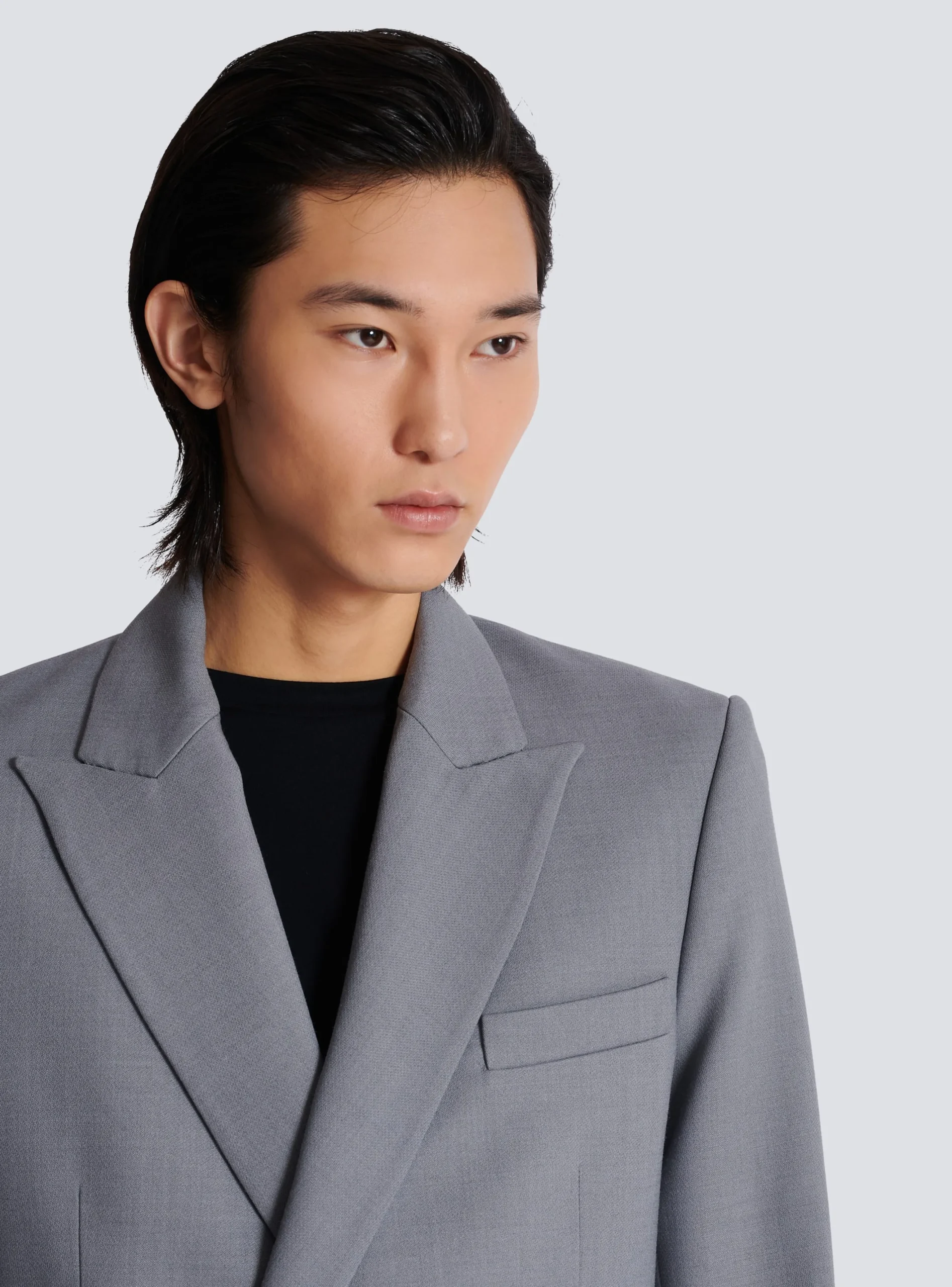 Balmain Belted Asymmetrical Jacket In Double Crepe