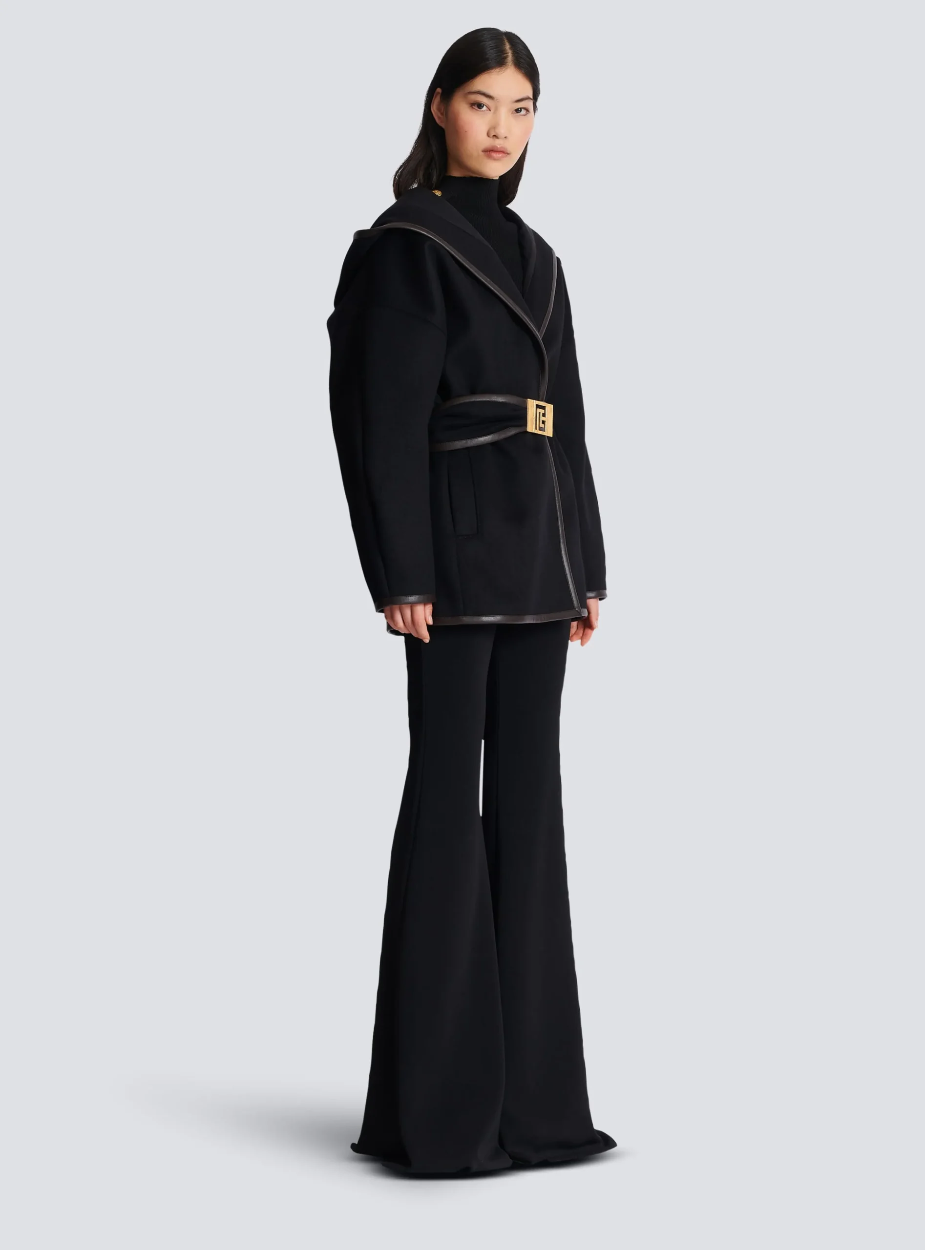 Women Balmain Belted Wool Coat
