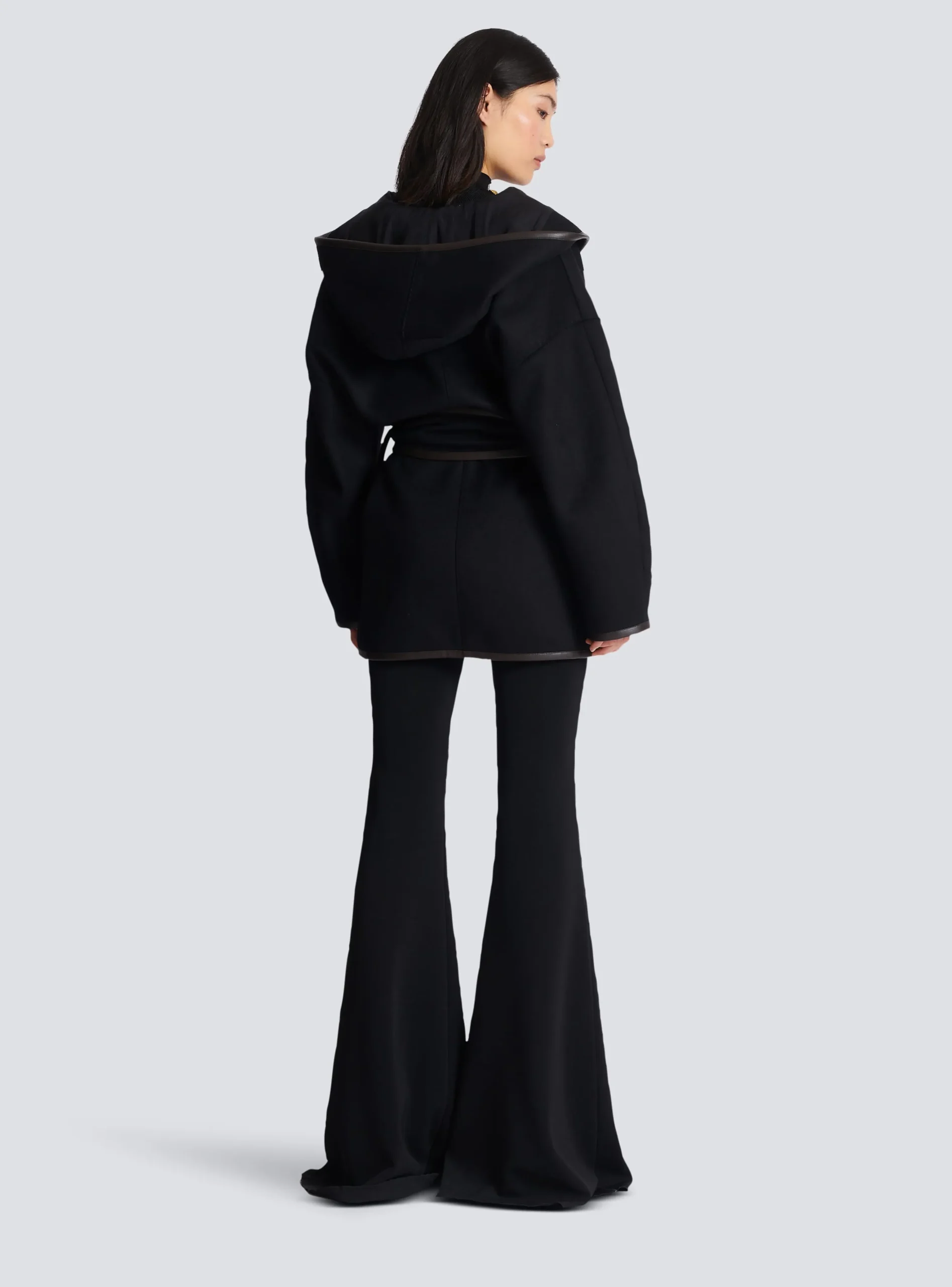 Women Balmain Belted Wool Coat
