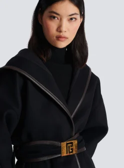Women Balmain Belted Wool Coat