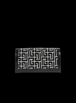Women Balmain Bicolor Jacquard 1945 Wallet With Chain