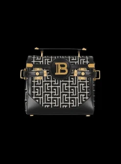 Women Balmain Bicolor Jacquard B-Buzz 23 Bag With Leather Panel