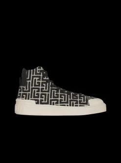 Women Balmain Bicolor Jacquard B-Court High-top Sneakers