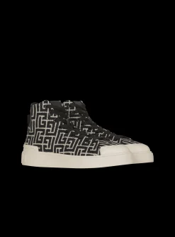 Women Balmain Bicolor Jacquard B-Court High-top Sneakers