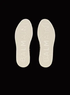 Women Balmain Bicolor Jacquard B-Court High-top Sneakers