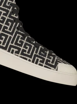 Women Balmain Bicolor Jacquard B-Court High-top Sneakers