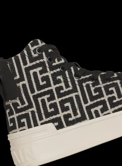 Women Balmain Bicolor Jacquard B-Court High-top Sneakers