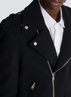 Balmain Biker Jacket In Felted Wool