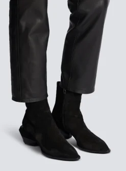 Balmain Billy Suede Ankle Boots With Diamond Heel