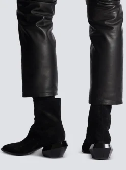 Balmain Billy Suede Ankle Boots With Diamond Heel