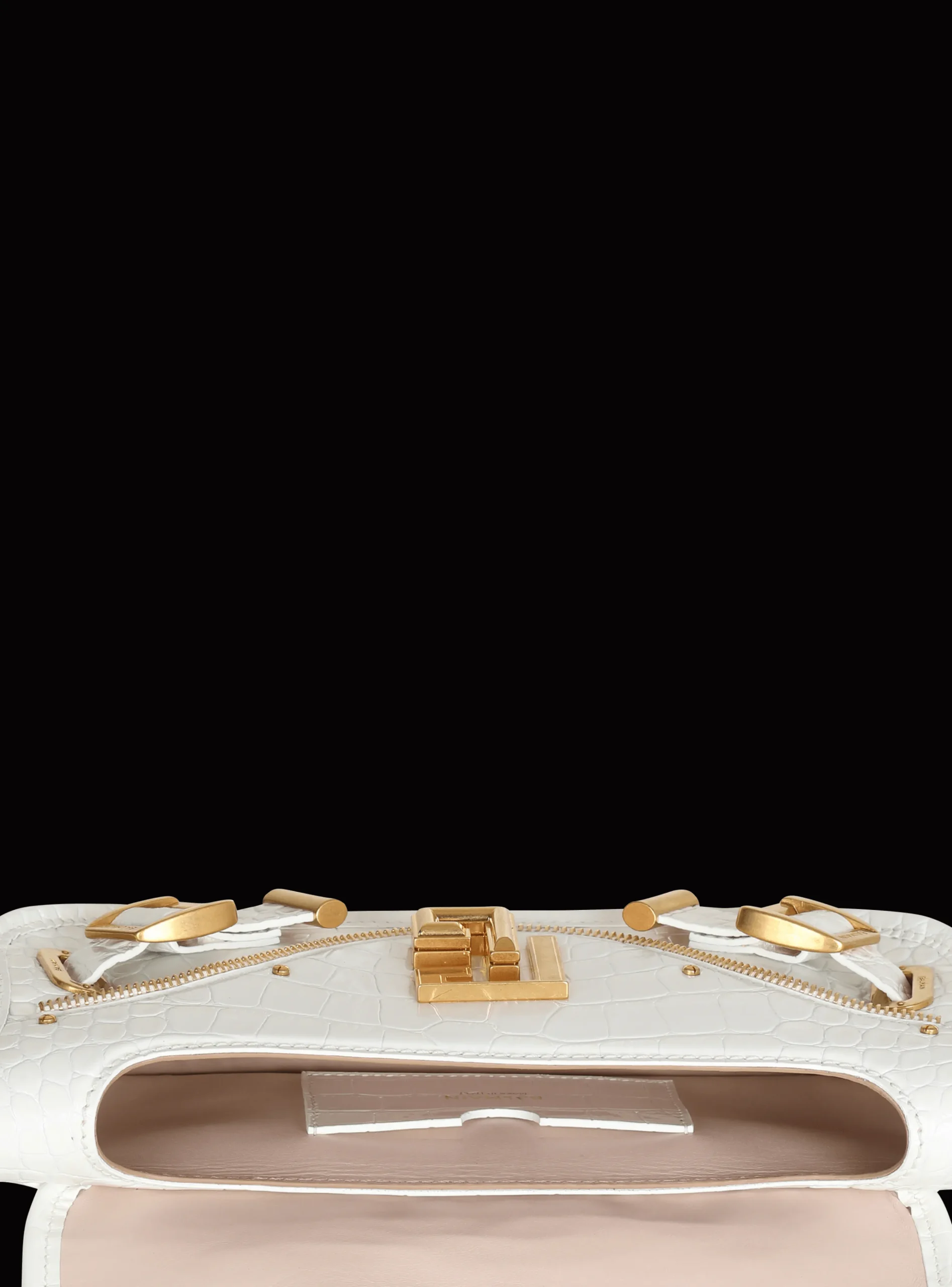 Women Balmain Blaze Clutch Bag In Crocodile Effect-embossed Leather