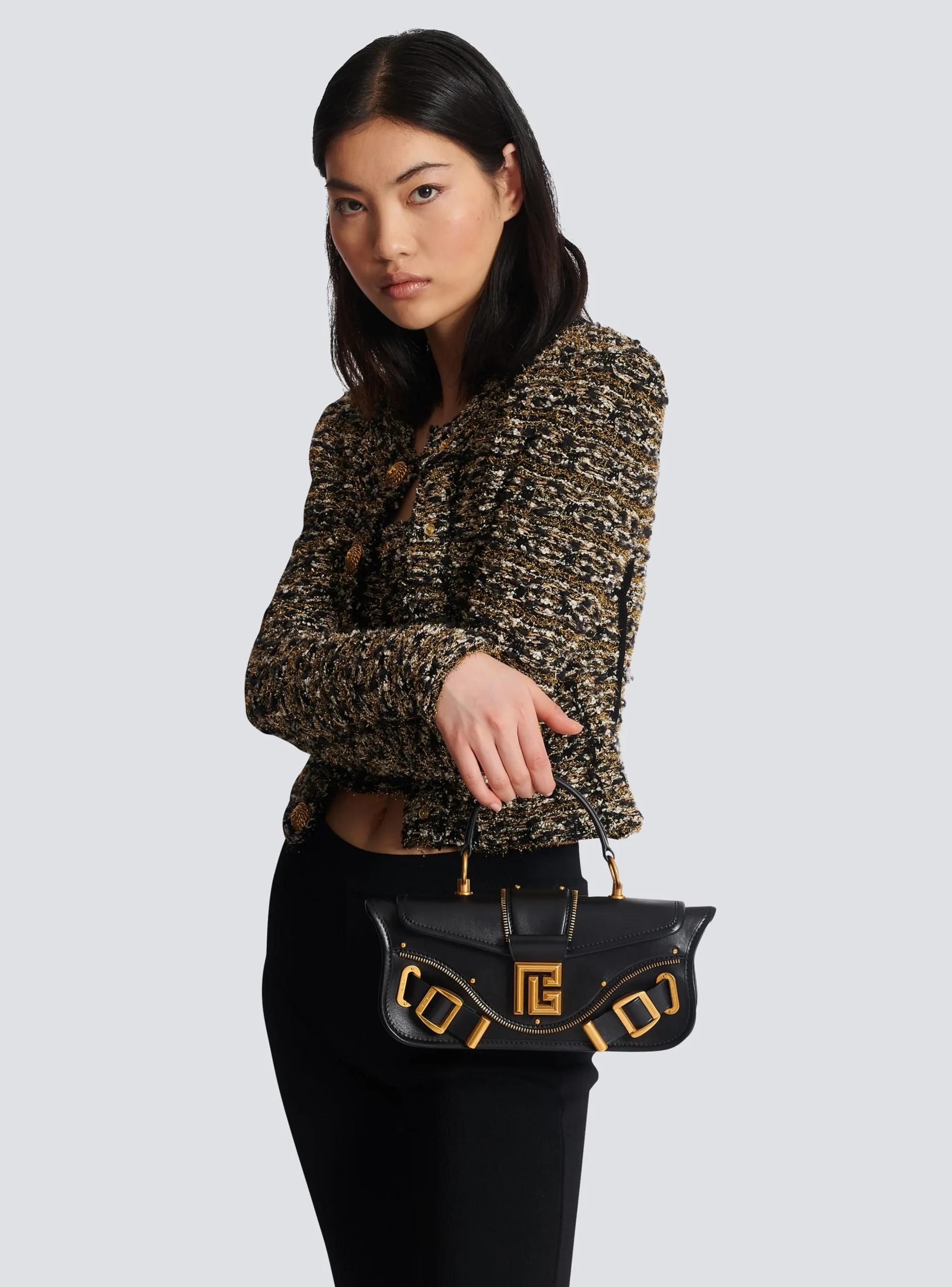 Women Balmain Blaze Clutch Bag In Smooth Leather