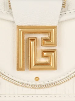 Women Balmain Blaze Grained Leather Clutch Bag