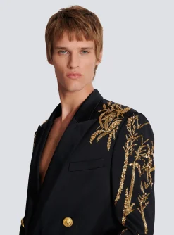 Balmain Blazer With Embroidered Bamboo Sleeves