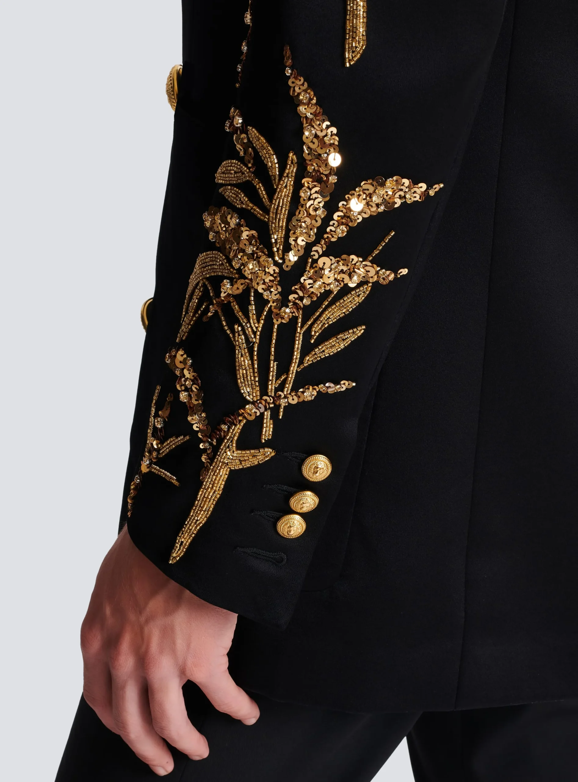 Balmain Blazer With Embroidered Bamboo Sleeves