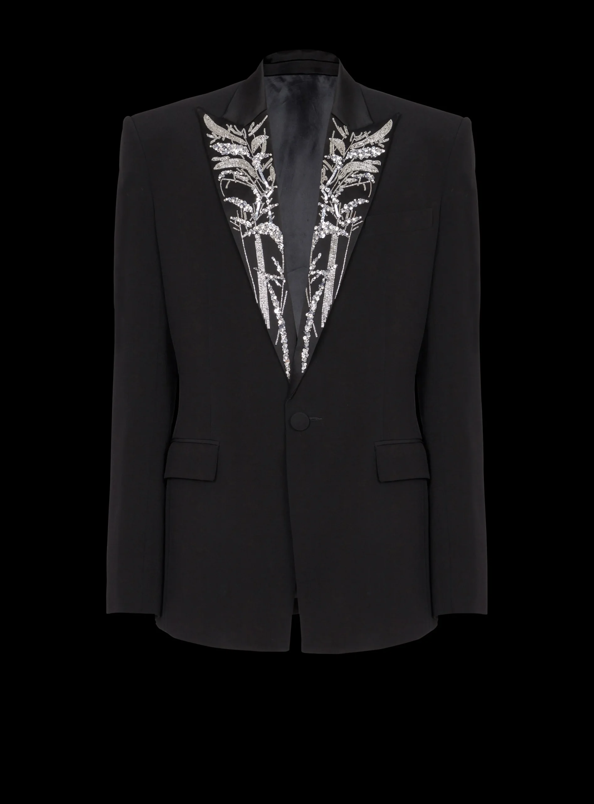 Balmain Blazer With Embroidered Bamboo Collar