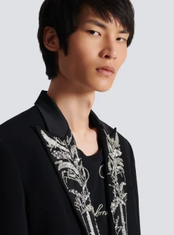 Balmain Blazer With Embroidered Bamboo Collar