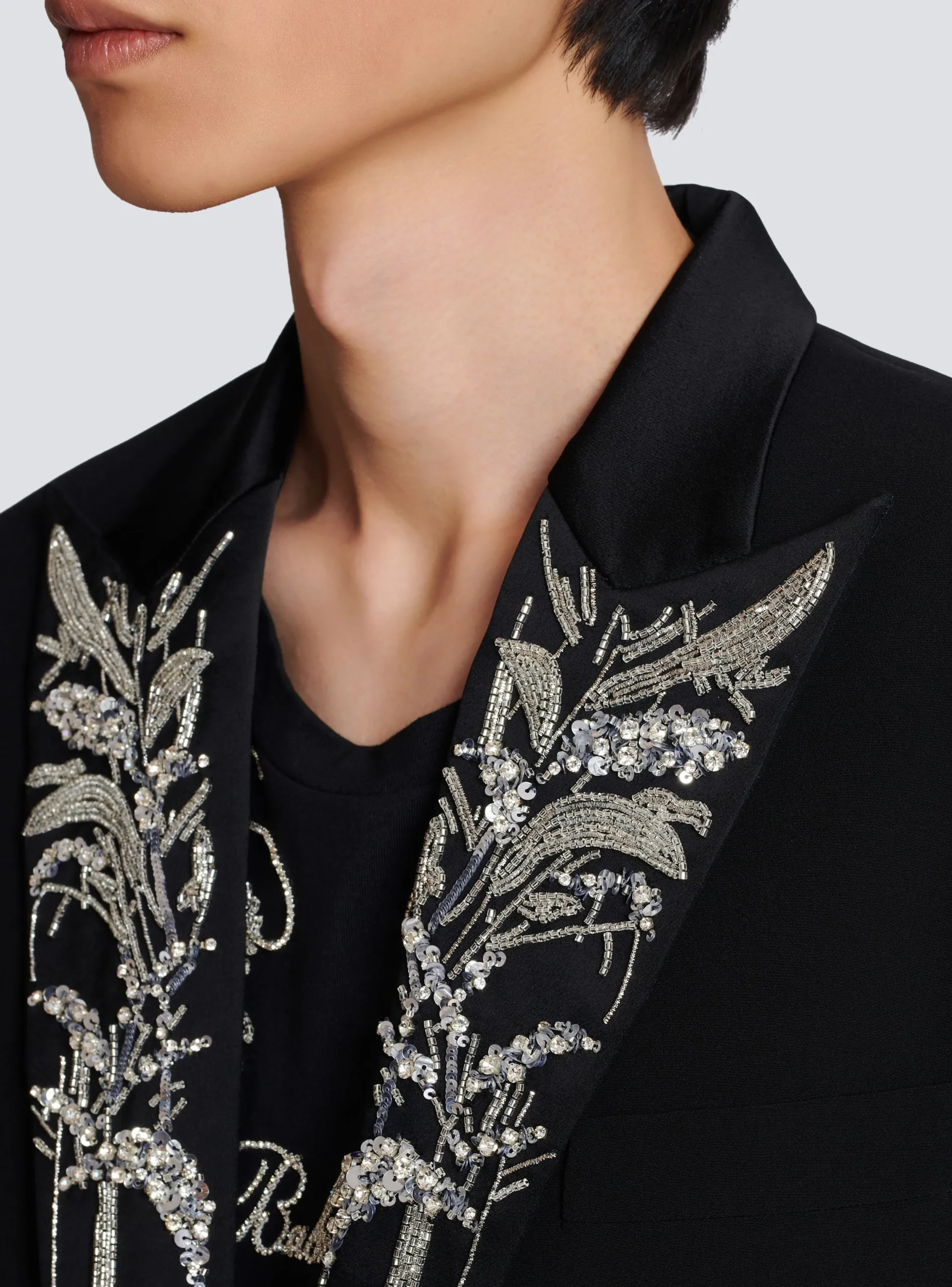 Balmain Blazer With Embroidered Bamboo Collar