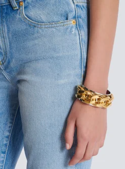 Women Balmain Brass Chain Bracelet