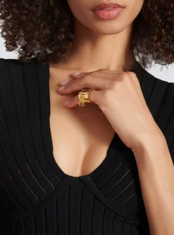 Women Balmain Brass Zip Ring