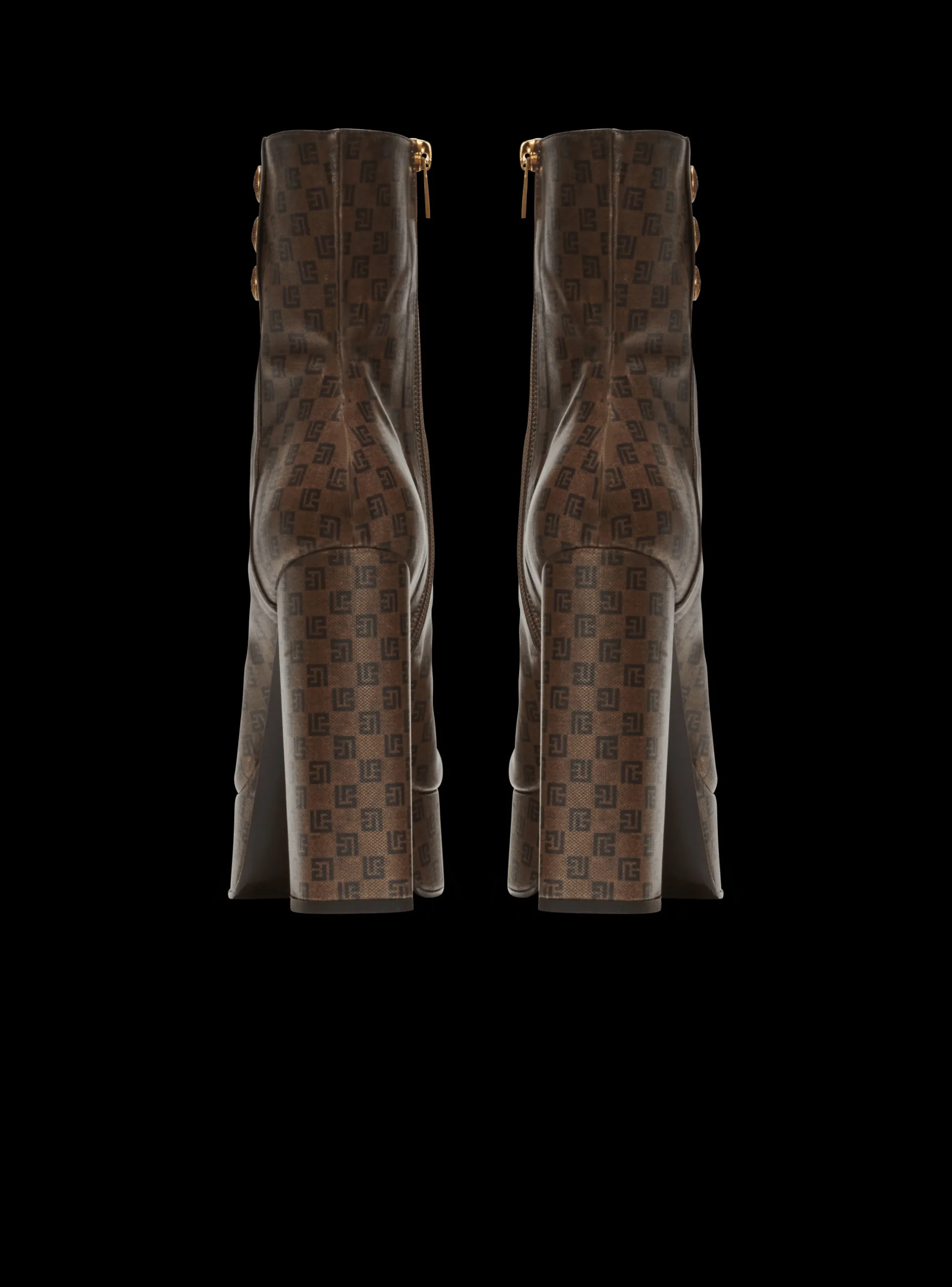 Women Balmain Brune Mini Monogram Boots