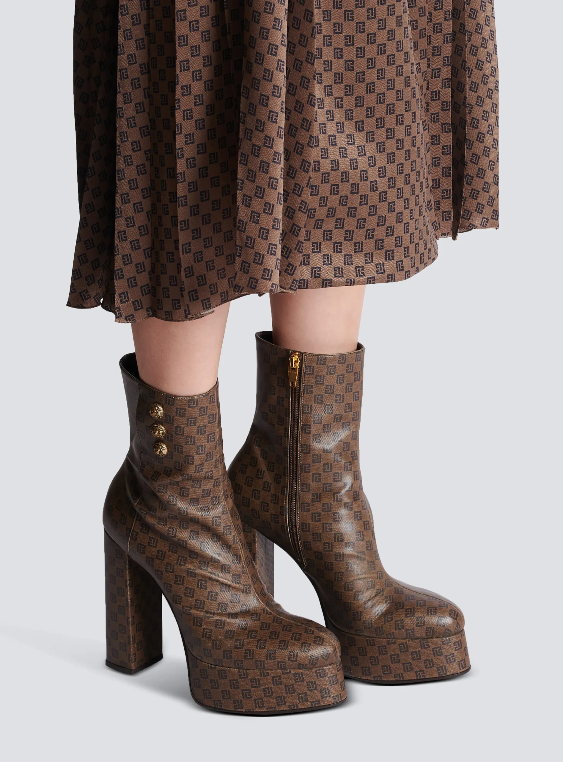 Women Balmain Brune Mini Monogram Boots
