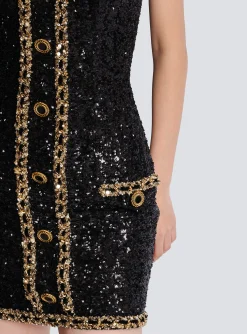Women Balmain Bustier Dress With Sequin Embroidery