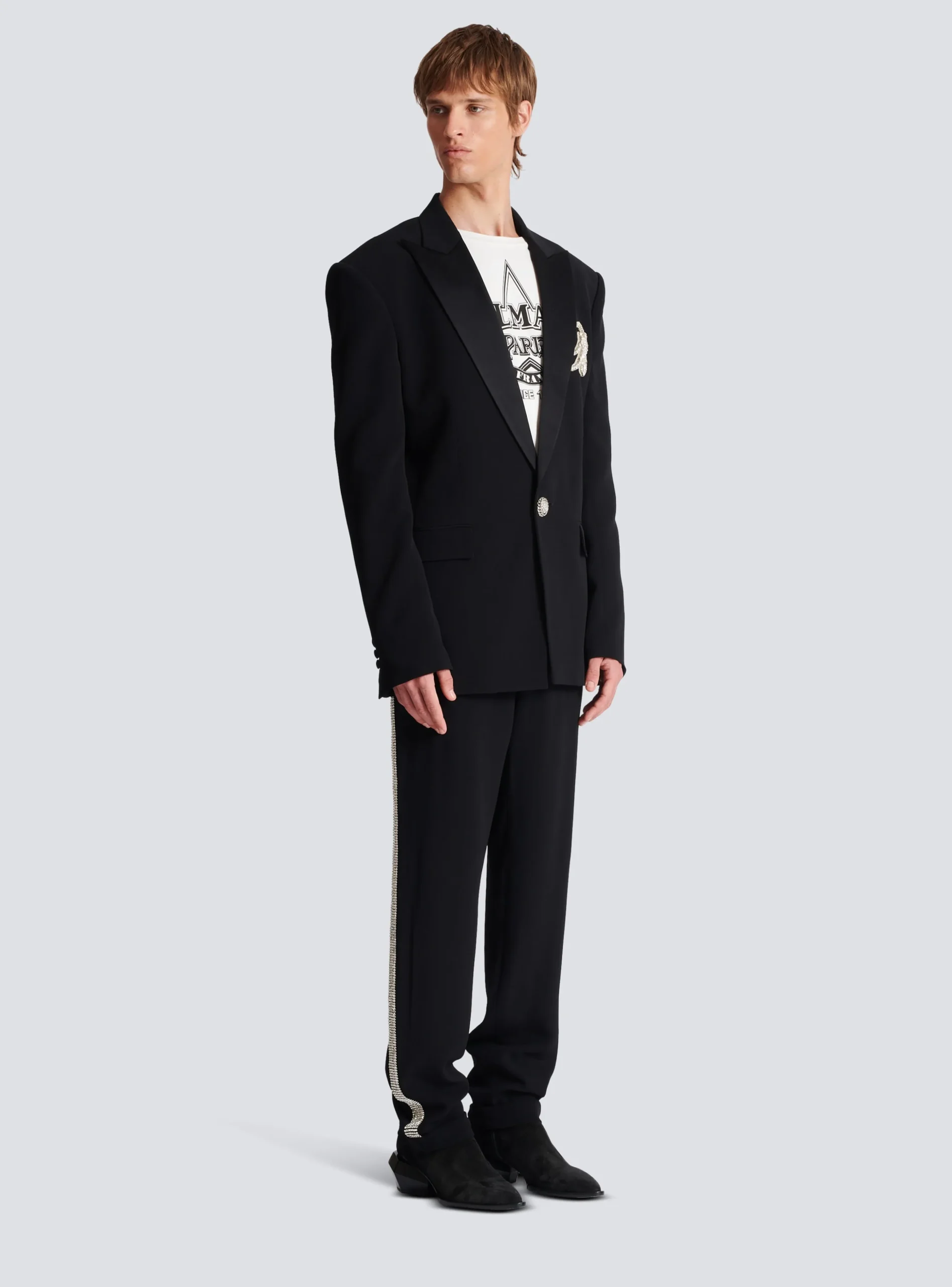 Balmain 1-button Crepe And Satin Jacket
