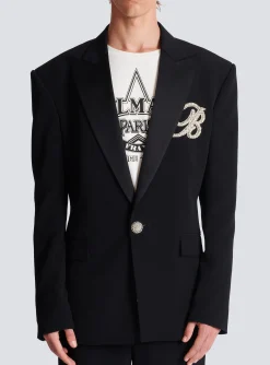 Balmain 1-button Crepe And Satin Jacket
