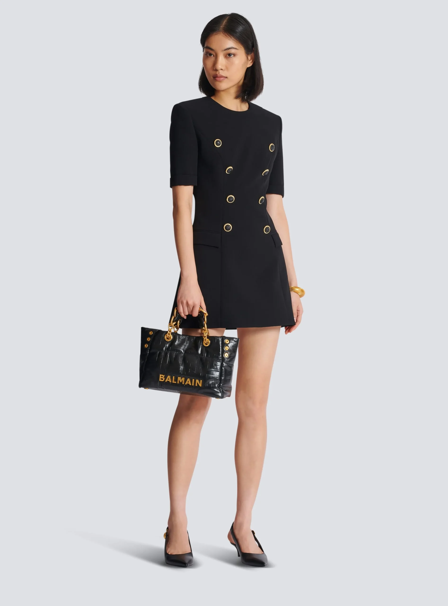 Women Balmain 8-button Crepe Dress