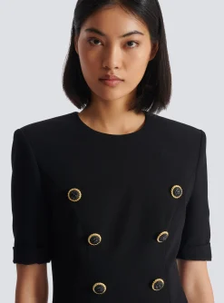 Women Balmain 8-button Crepe Dress