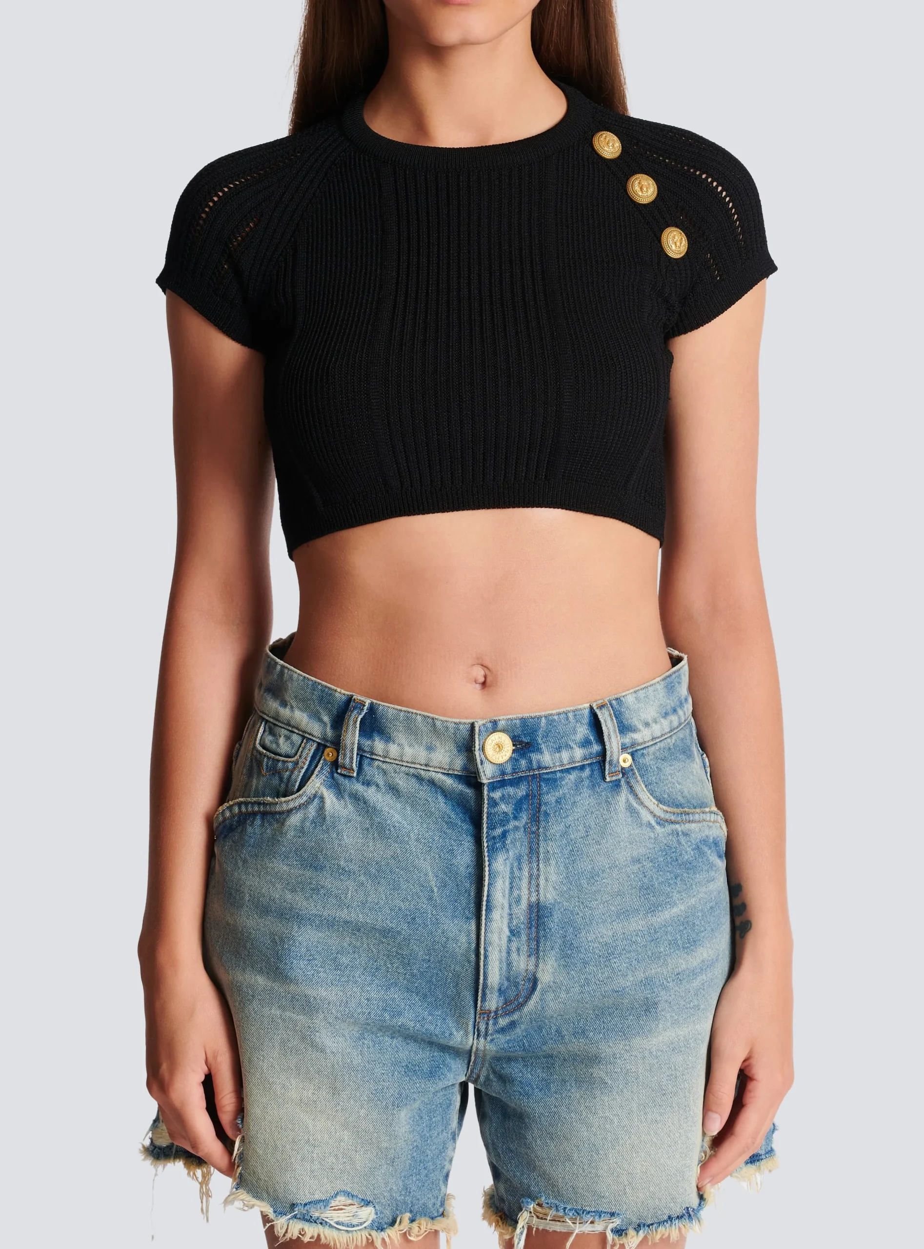 Women Balmain 3-button Fine Knit Top