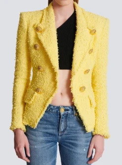 Women Balmain 8-button Fitted Tweed Jacket