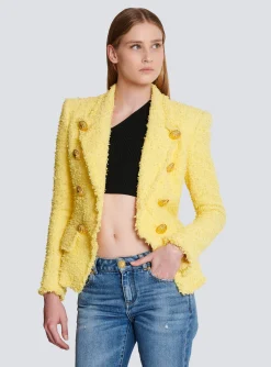 Women Balmain 8-button Fitted Tweed Jacket