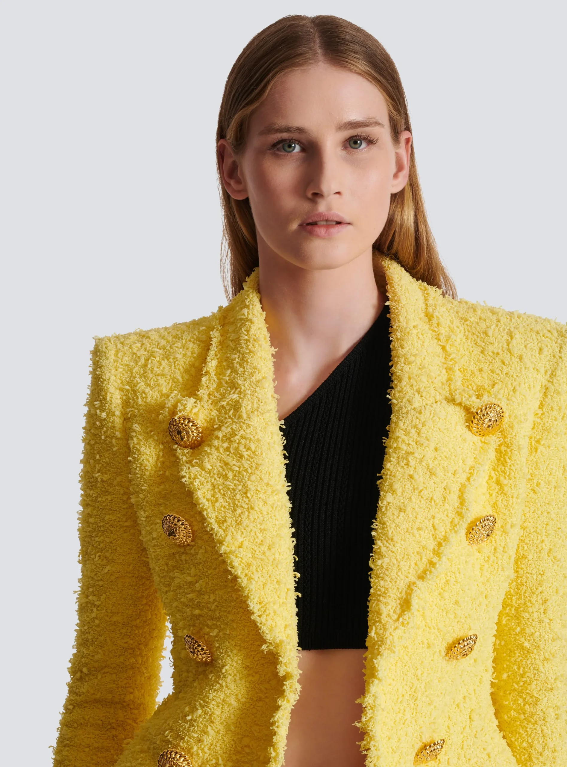 Women Balmain 8-button Fitted Tweed Jacket