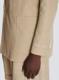 Balmain 1-button Jacket In Fluid Canvas