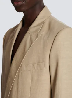 Balmain 1-button Jacket In Fluid Canvas