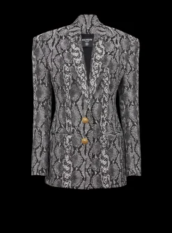 Women Balmain 2-button Jacquard Snakeskin Jacket