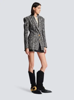 Women Balmain 2-button Jacquard Snakeskin Jacket