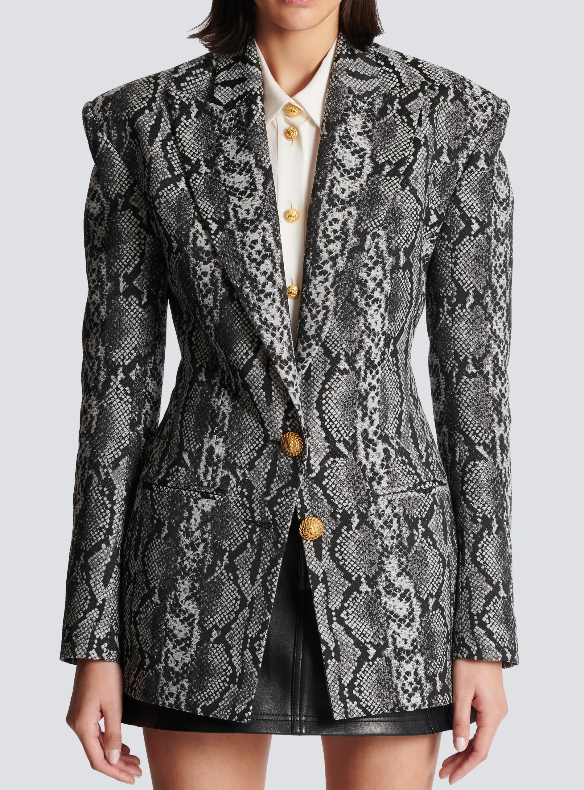 Women Balmain 2-button Jacquard Snakeskin Jacket