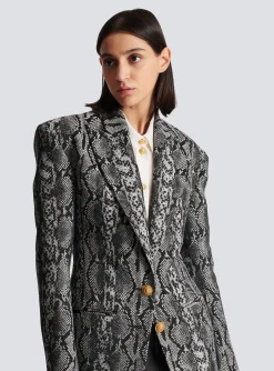 Women Balmain 2-button Jacquard Snakeskin Jacket